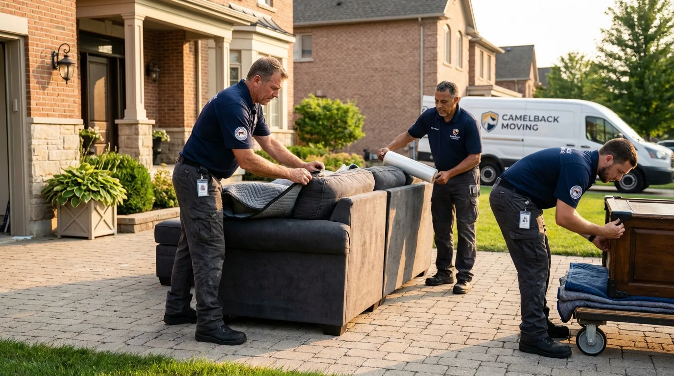 Large estate moving crew wrapping furniture in Campton, KY